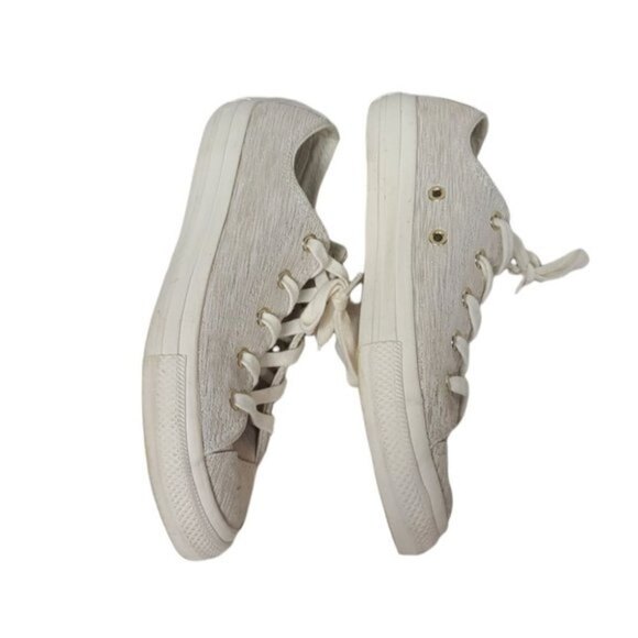 Converse Gold Metallic Low Top Casual Youth Sneakers Size 3 - Picture 3 of 7